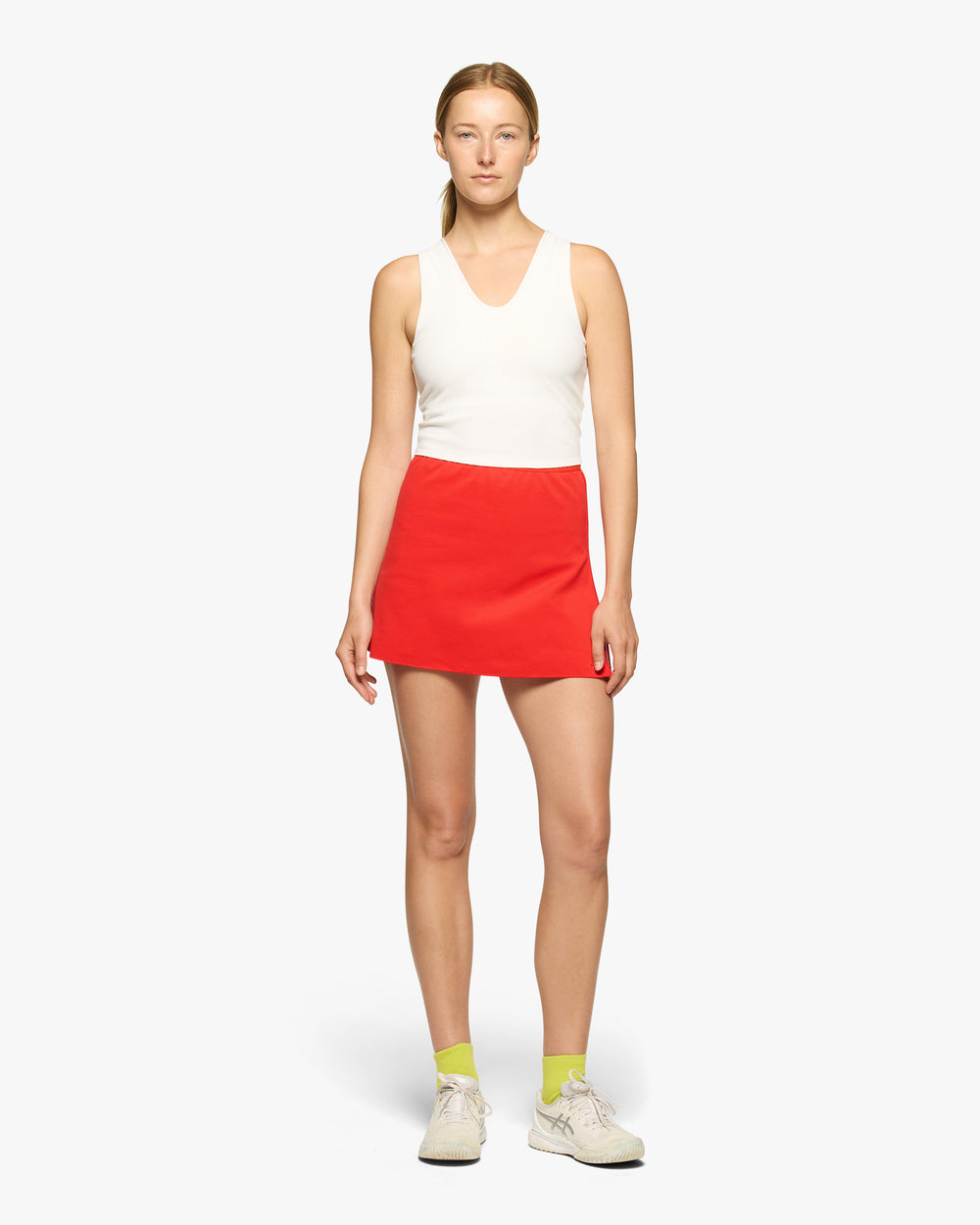 Court Stretch Slip Skirt in Spence Red