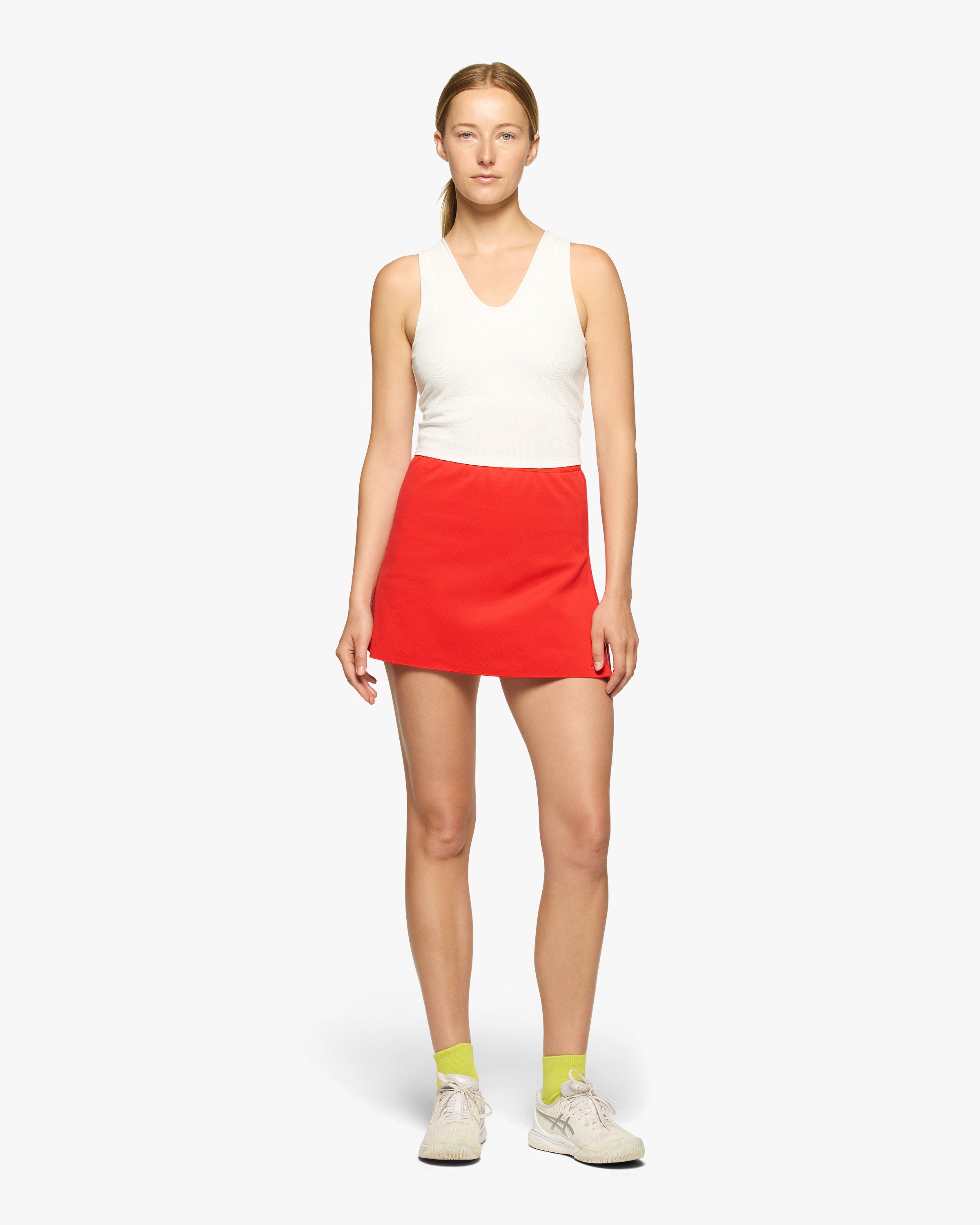 Court Stretch Slip Skirt in Spence Red