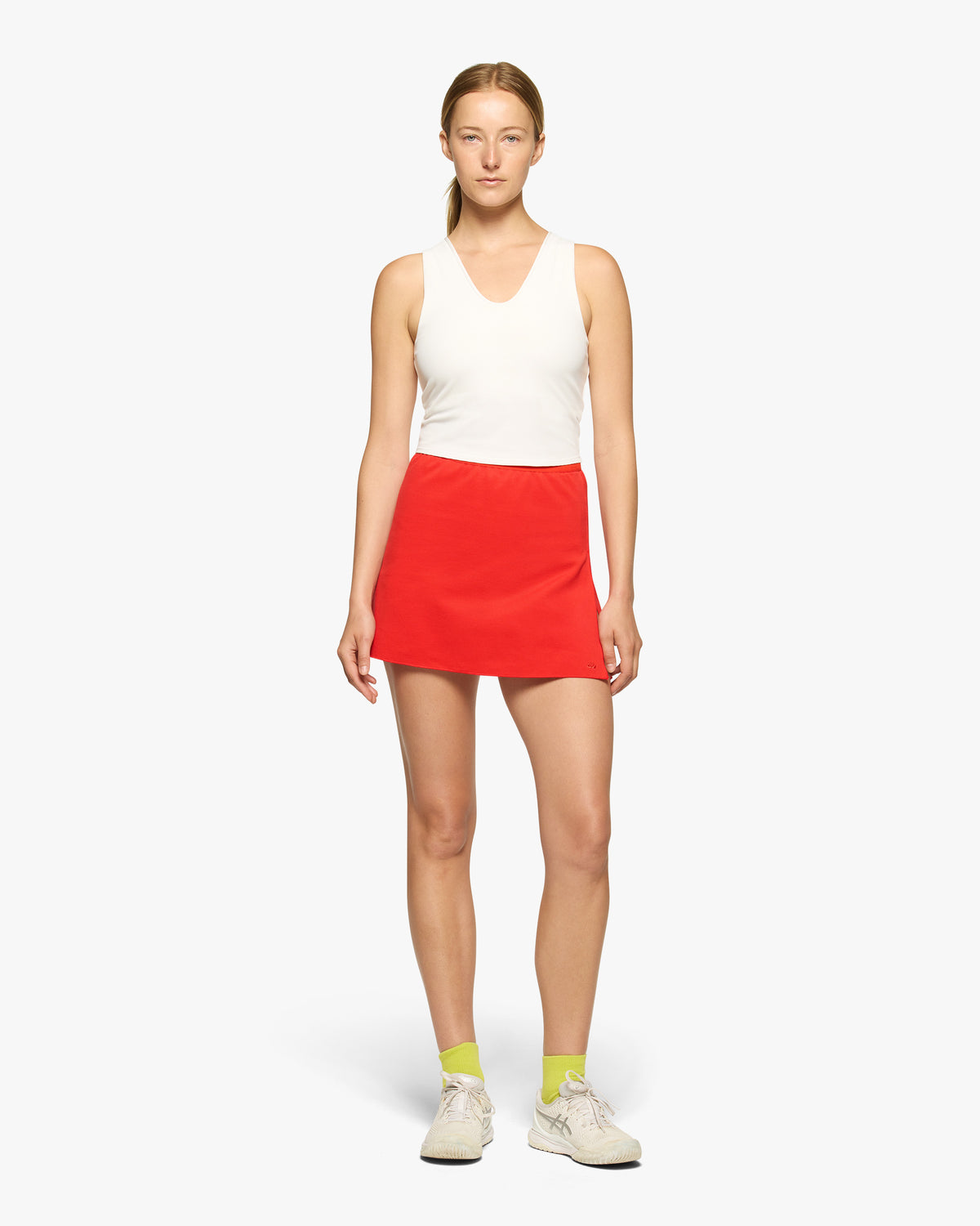 Court Stretch Slip Skirt in Spence Red