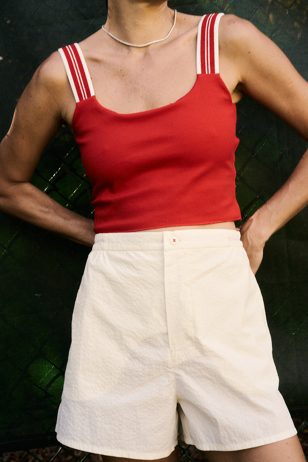 Court Stretch Tank in Spence Red
