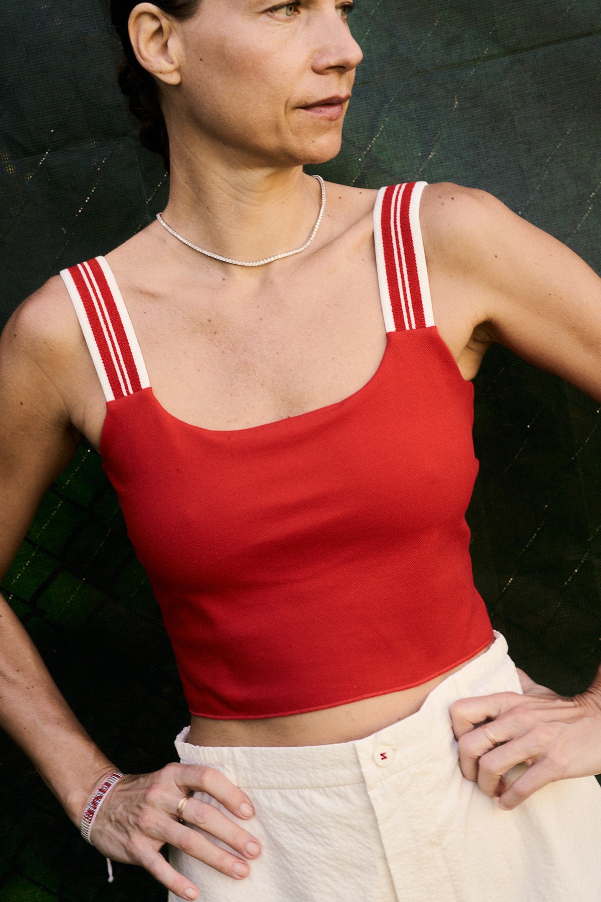 Court Stretch Tank in Spence Red