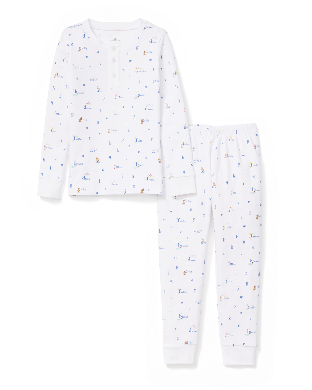 Kid's Pima Snug Fit Pajama Set in Letters and Lullabies