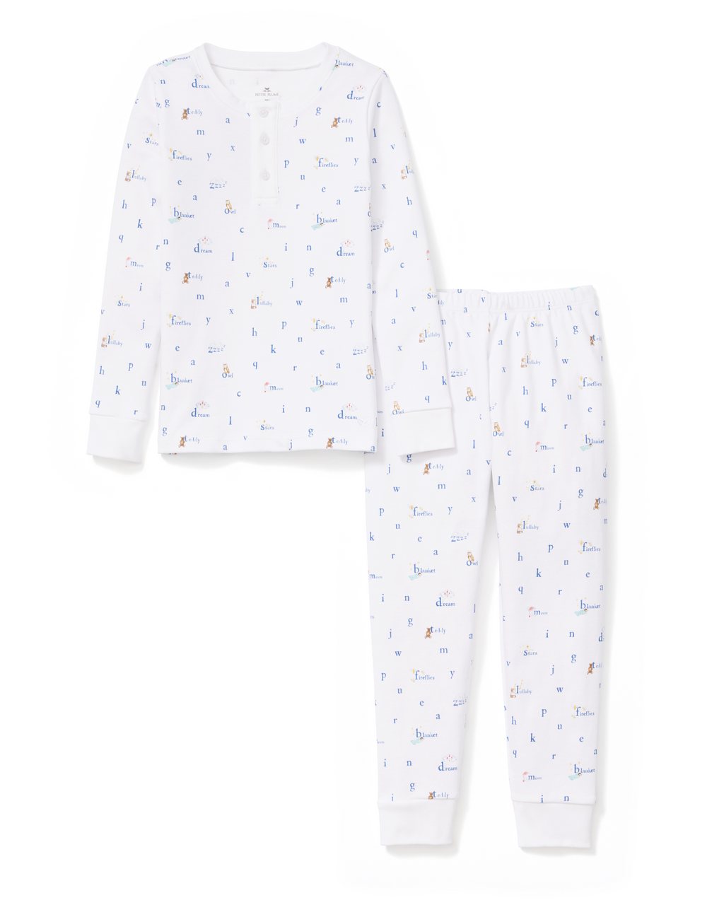 Kid's Pima Snug Fit Pajama Set in Letters and Lullabies