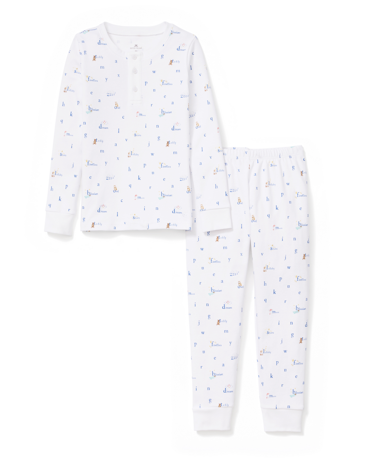 Kid's Pima Snug Fit Pajama Set in Letters and Lullabies