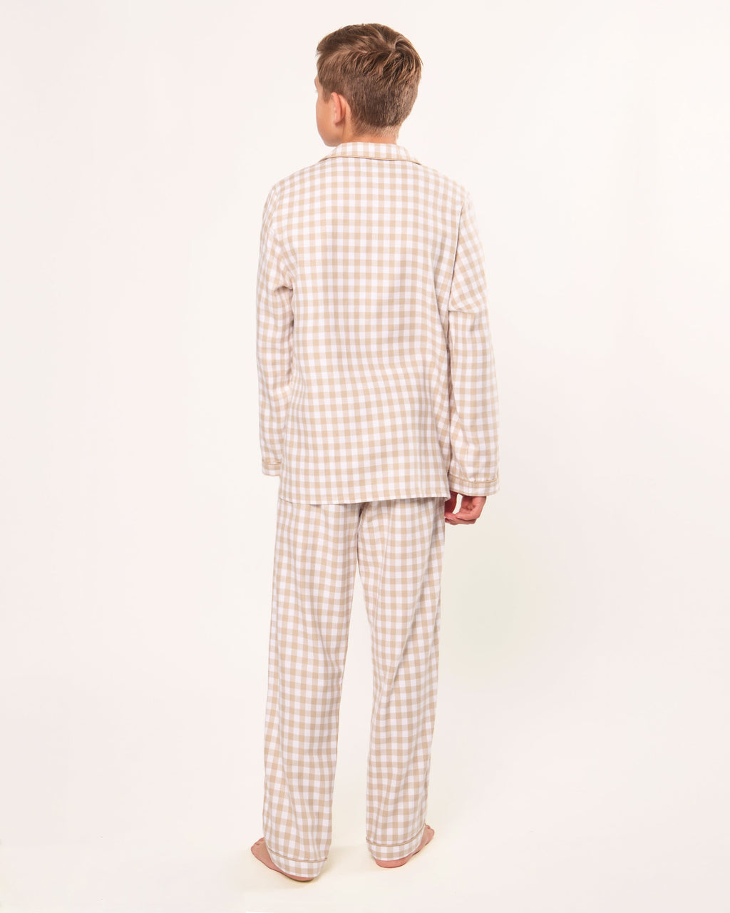 Kid’s Twill Pajama Set in Camel Gingham