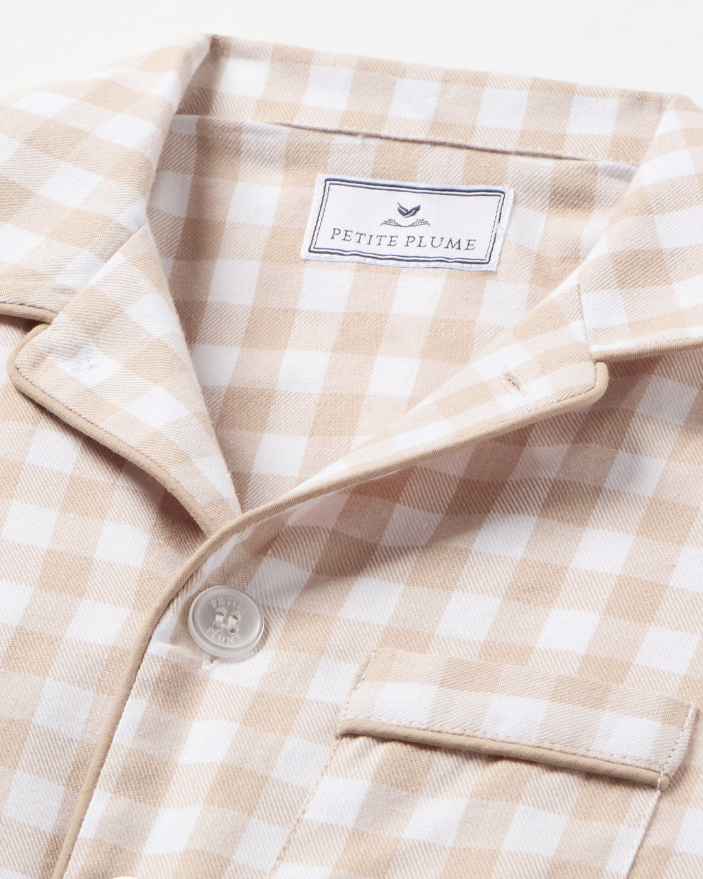 Kid’s Twill Pajama Set in Camel Gingham
