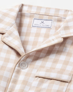 Kid's Twill Pajama Set in Camel Gingham