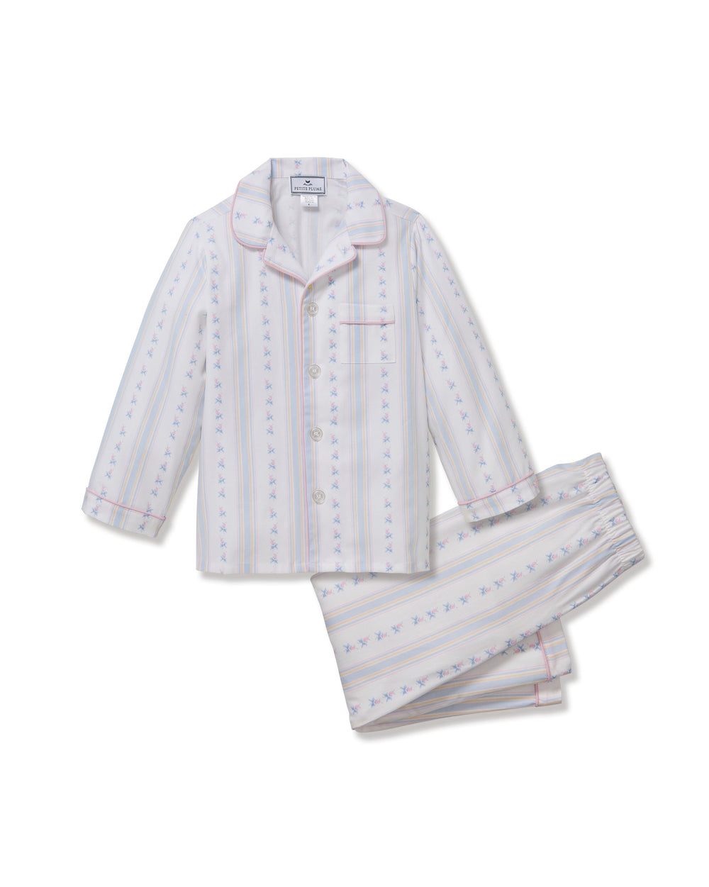 Kid's Twill Pajama Set in Cottage Stripe
