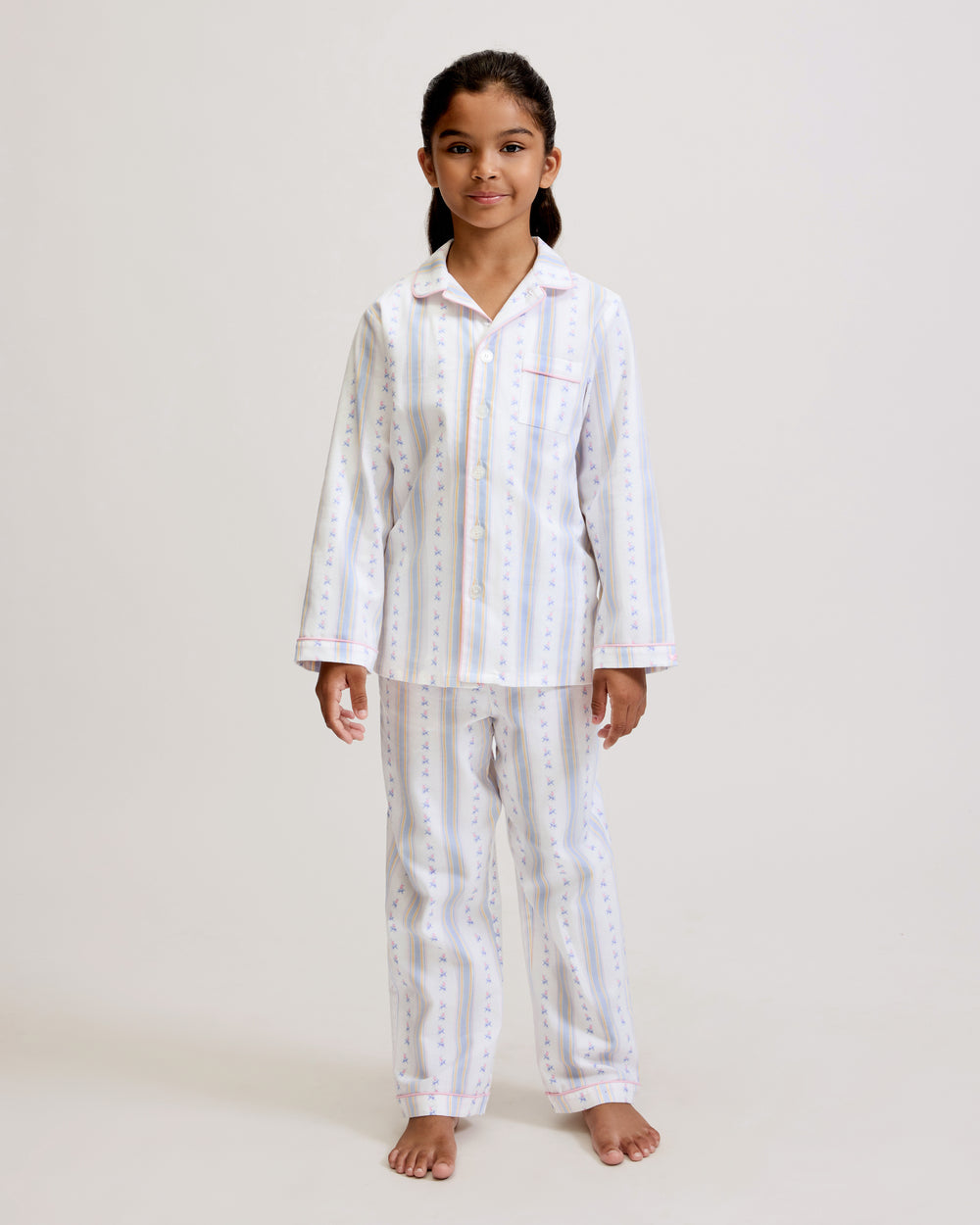 Kid's Twill Pajama Set in Cottage Stripe