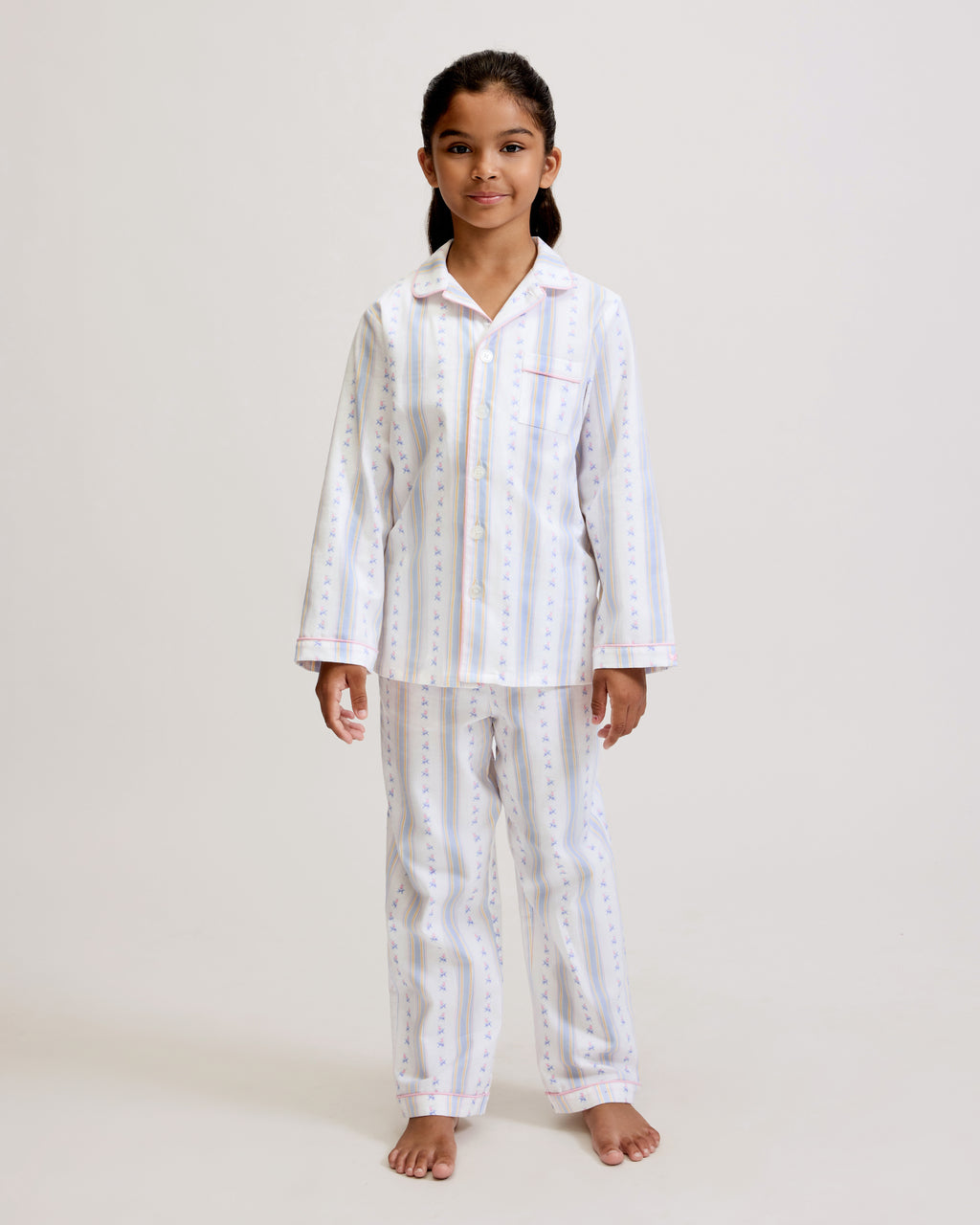 Kid's Twill Pajama Set in Cottage Stripe