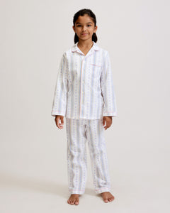 Kid's Twill Pajama Set in Cottage Stripe