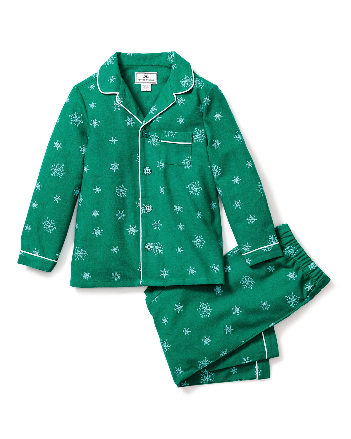 Kid's Flannel Pajama Set in Emerald Wonderland