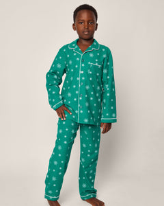 Kid's Flannel Pajama Set in Emerald Wonderland