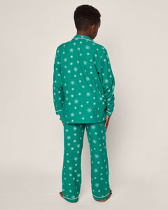 Kid's Flannel Pajama Set in Emerald Wonderland