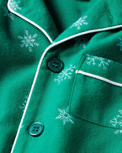 Kid's Flannel Pajama Set in Emerald Wonderland