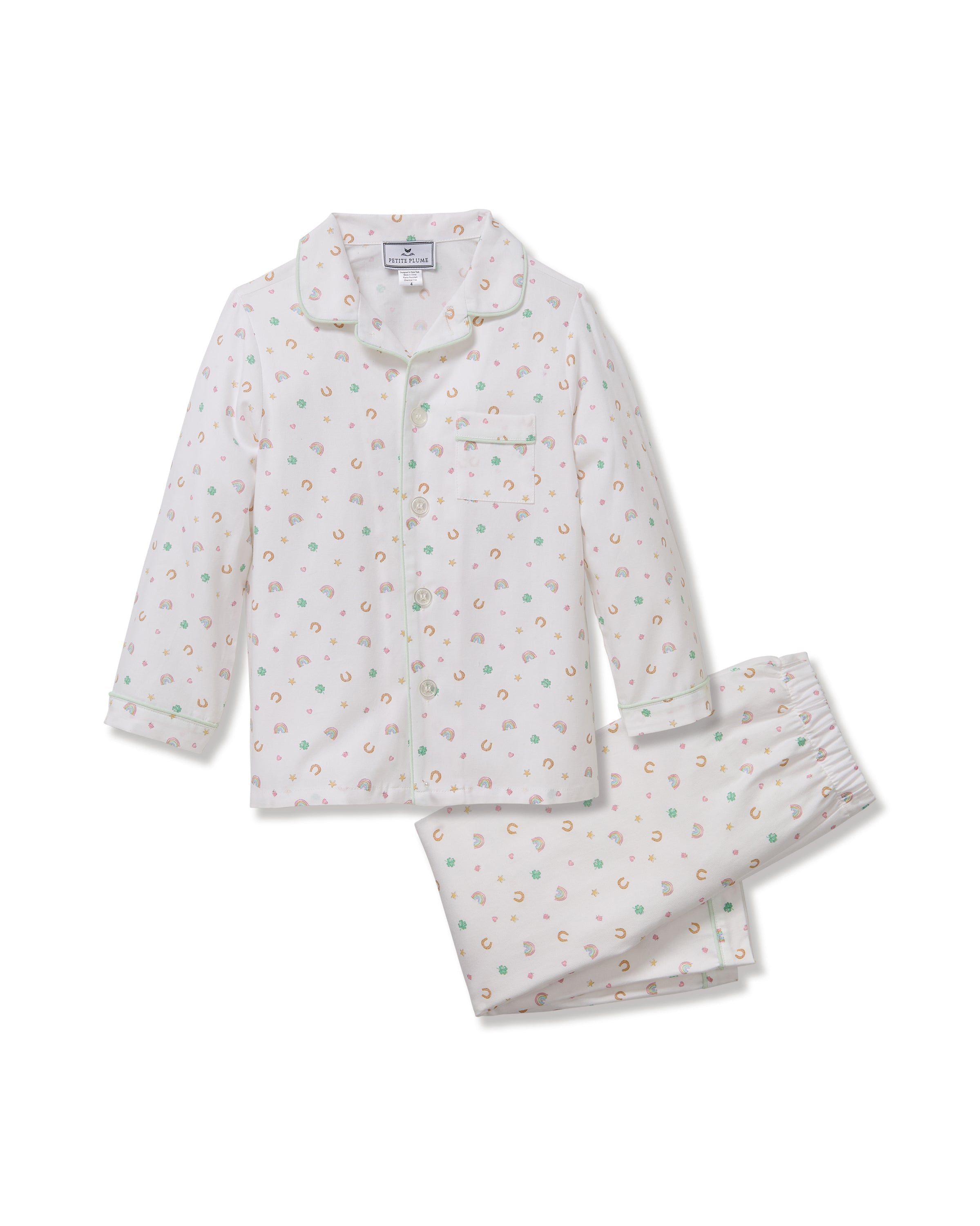 Kid’s Twill Pajama Set in Good Luck Charms