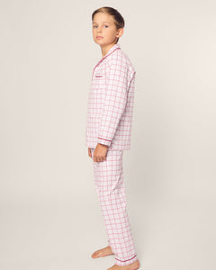 Kid's Twill Pajama Set in Garnet Tattersall