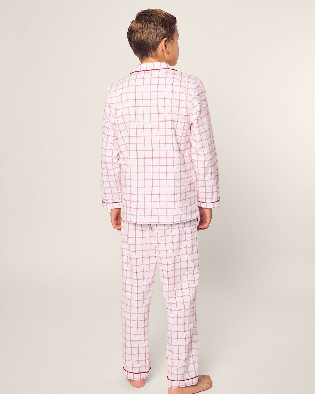 Kid's Twill Pajama Set in Garnet Tattersall