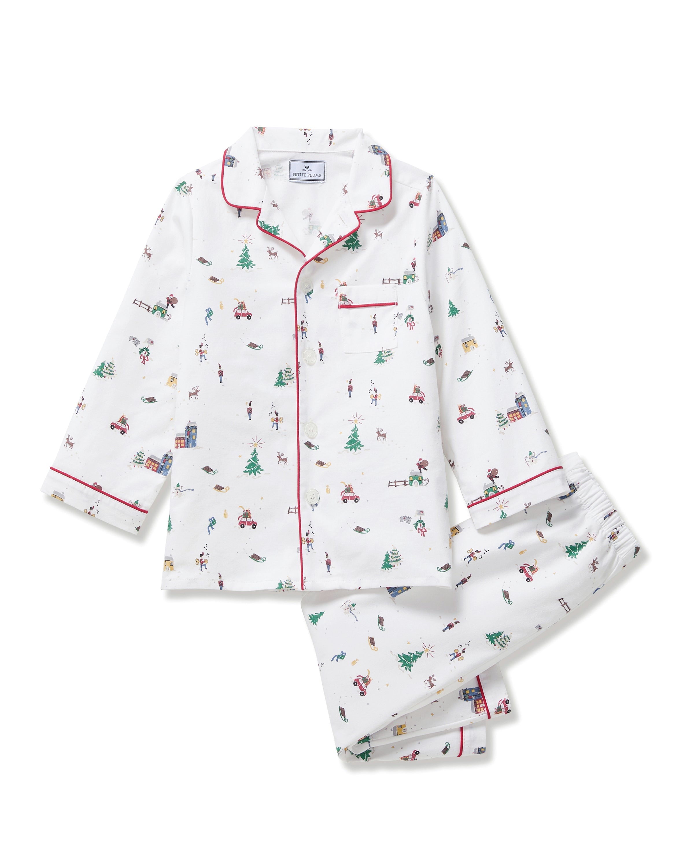 Kid's Twill Pajama Set in Holiday Town