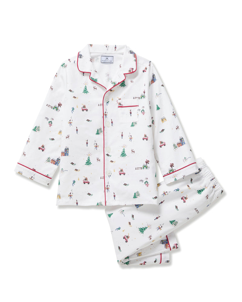 Kid's Twill Pajama Set in Holiday Town