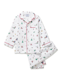 Kid's Twill Pajama Set in Holiday Town