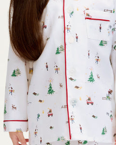 Kid's Twill Pajama Set in Holiday Town