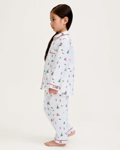 Kid's Twill Pajama Set in Holiday Town