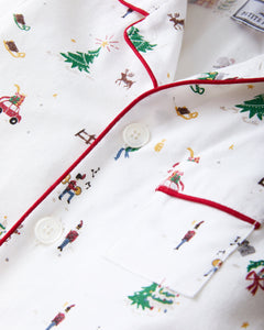 Kid's Twill Pajama Set in Holiday Town