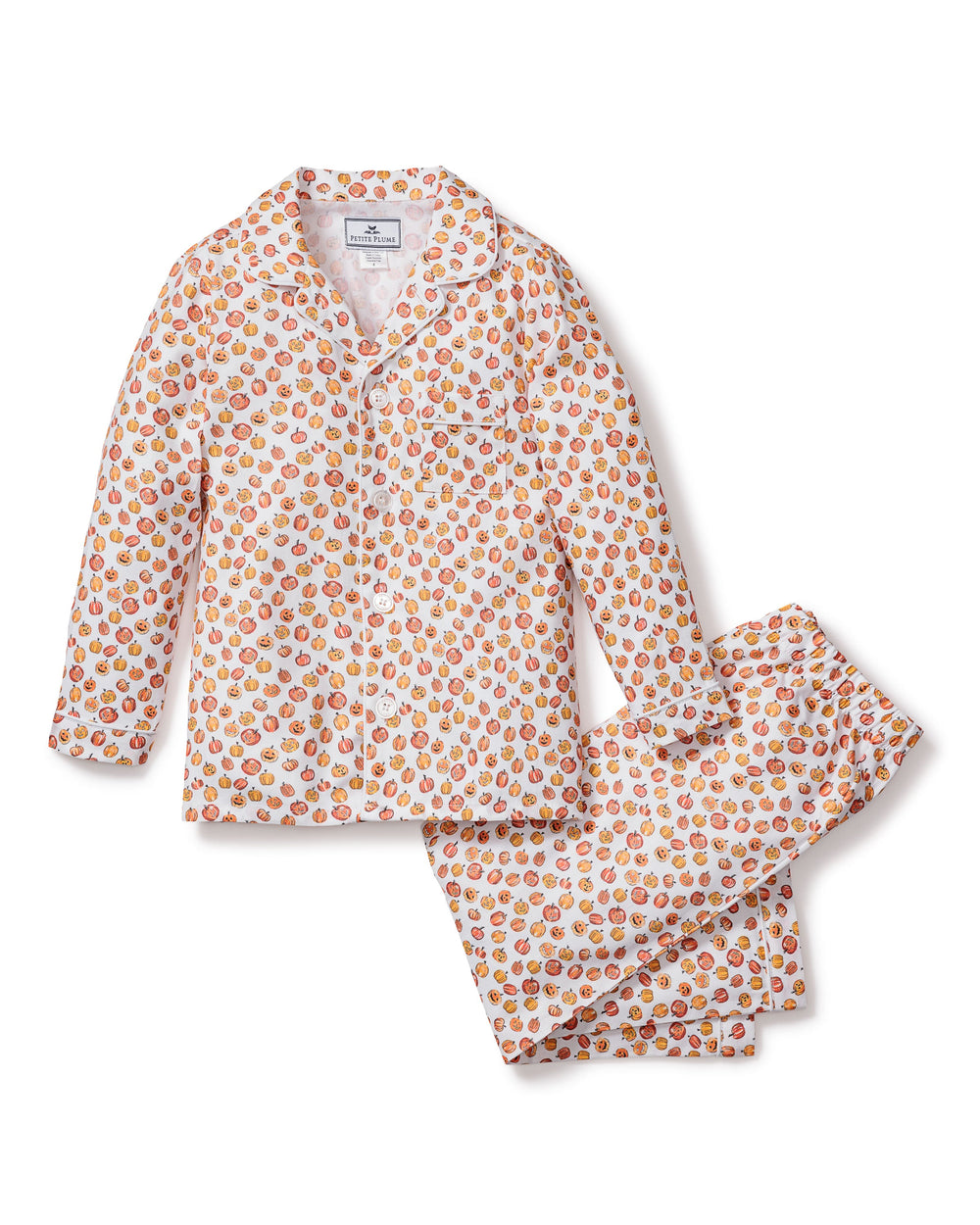 Kid’s Twill Pajama Set in Pumpkin Patch