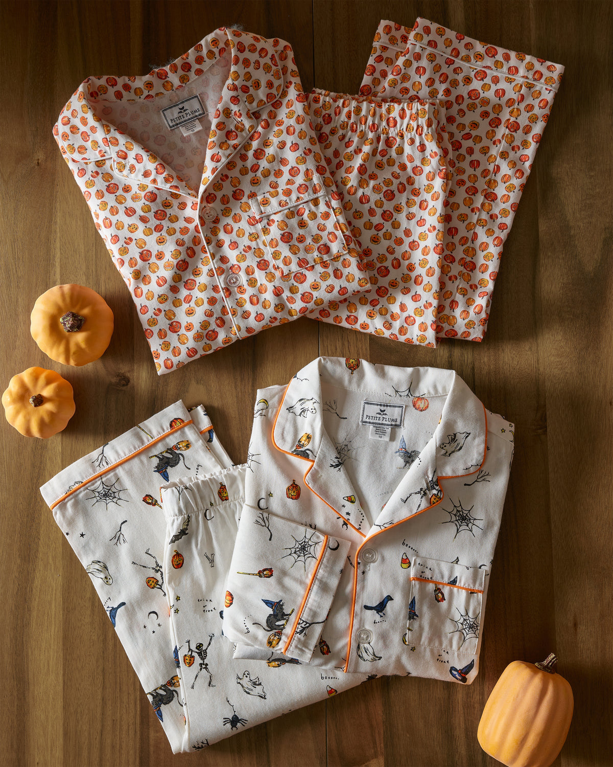 Kid's Twill Pajama Set in Pumpkin Patch