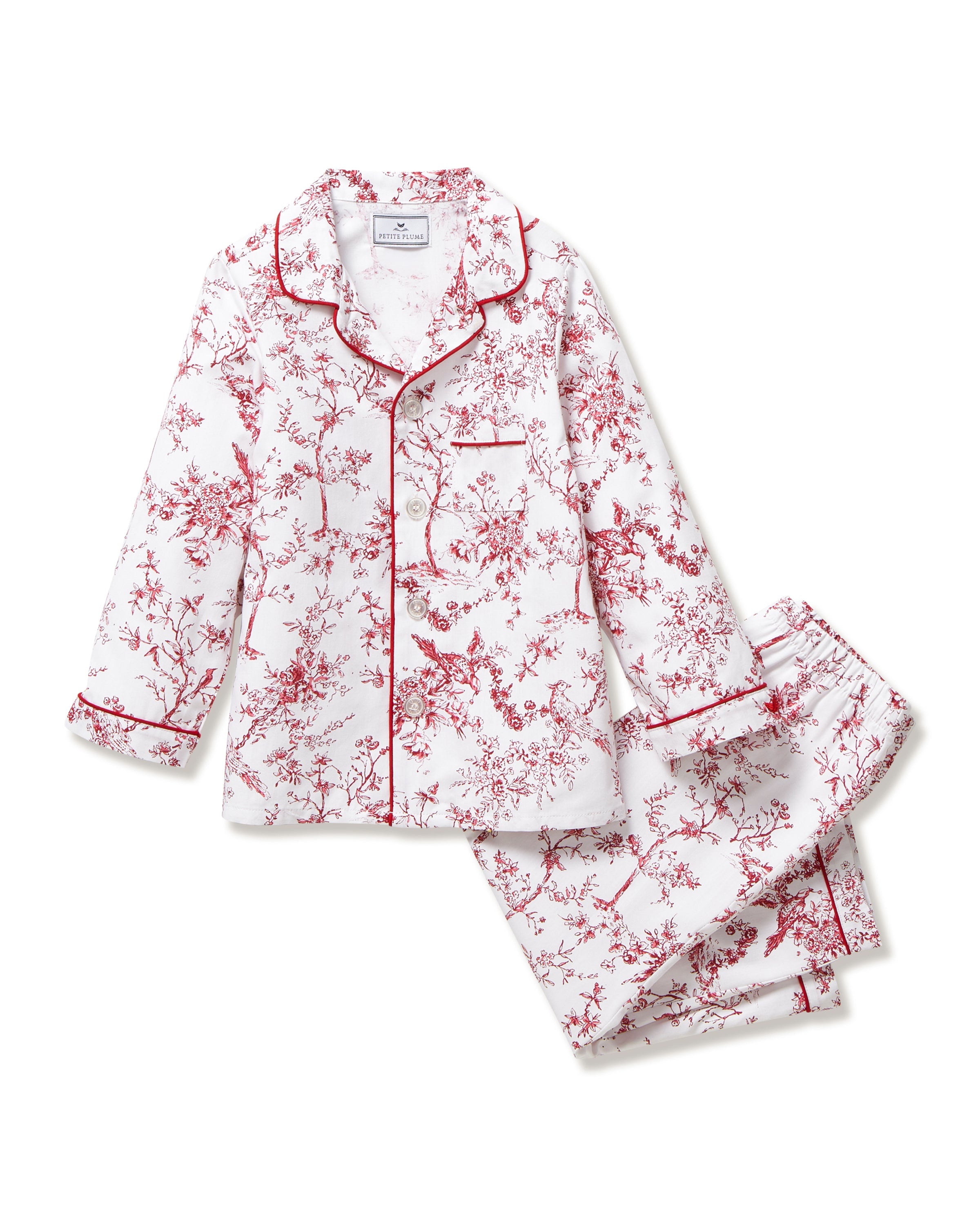 Kid’s Twill Pajama Set in Red Timeless Toile