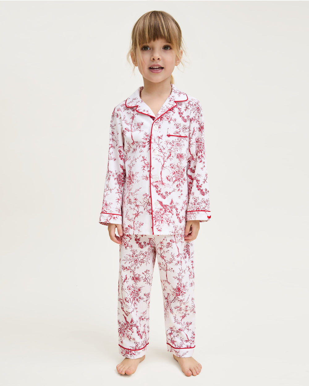 Kid’s Twill Pajama Set in Red Timeless Toile