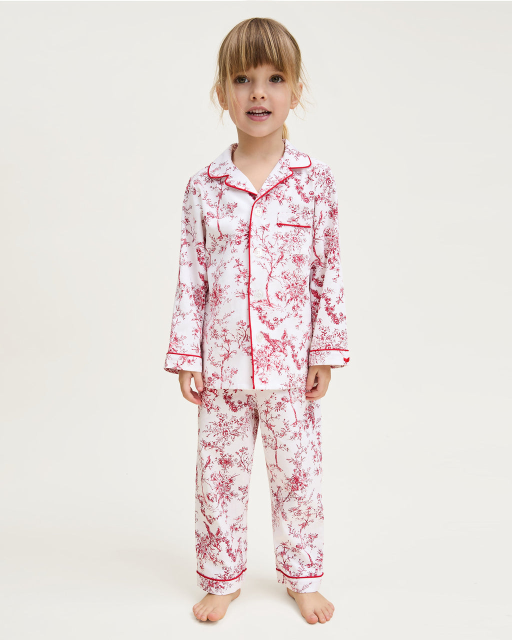 Kid’s Twill Pajama Set in Red Timeless Toile