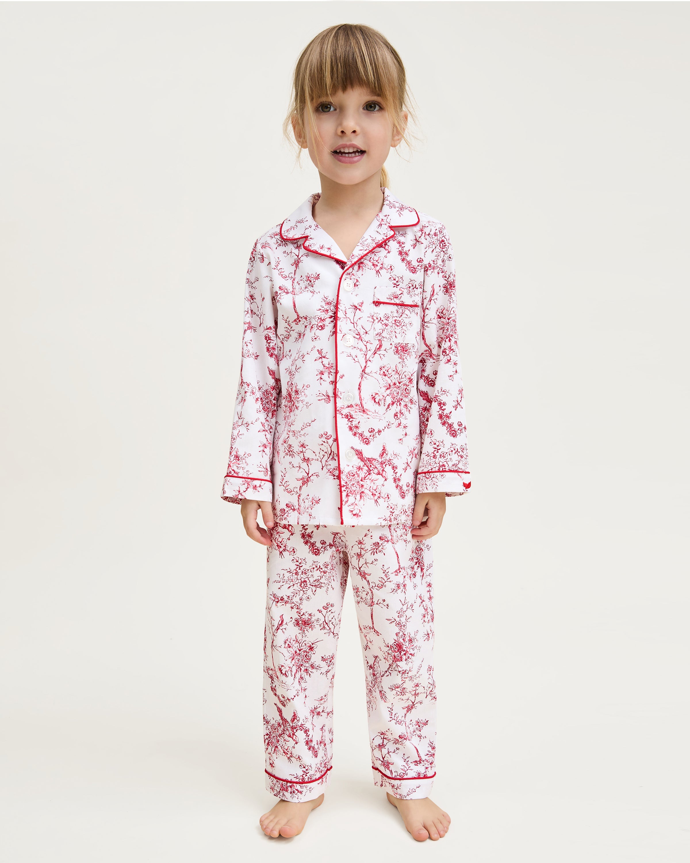 Kid’s Twill Pajama Set in Red Timeless Toile