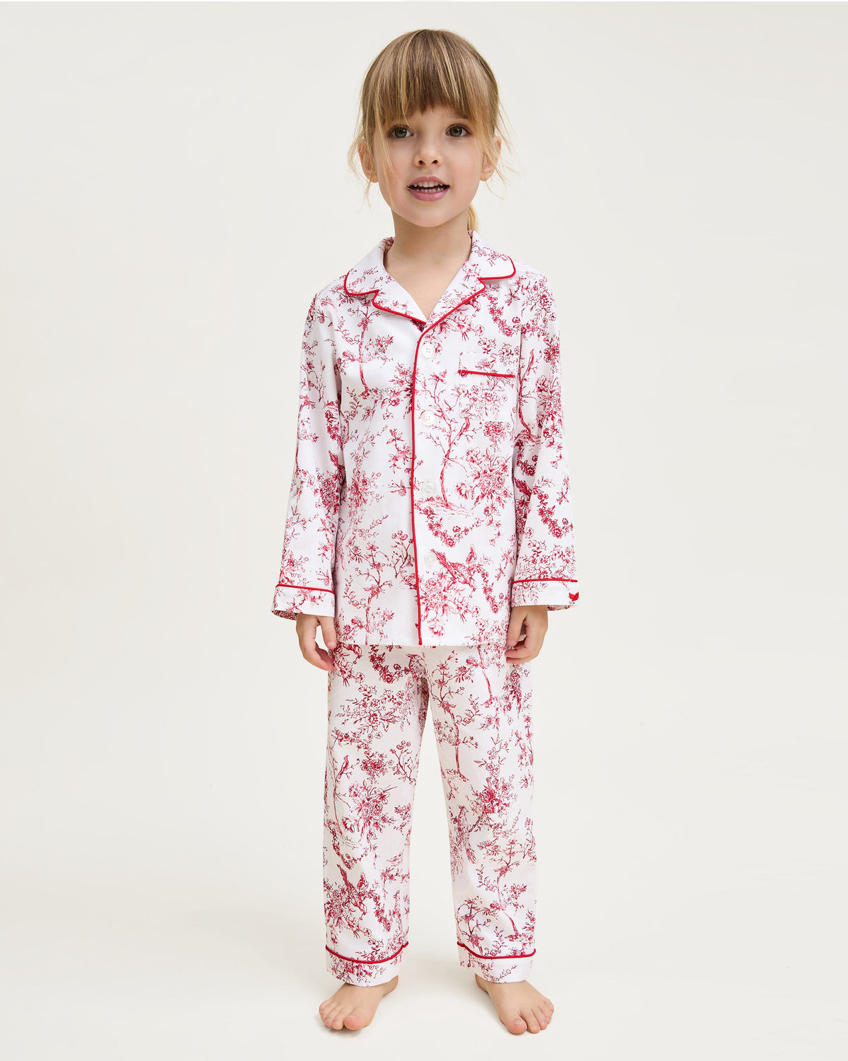 Kid’s Twill Pajama Set in Red Timeless Toile