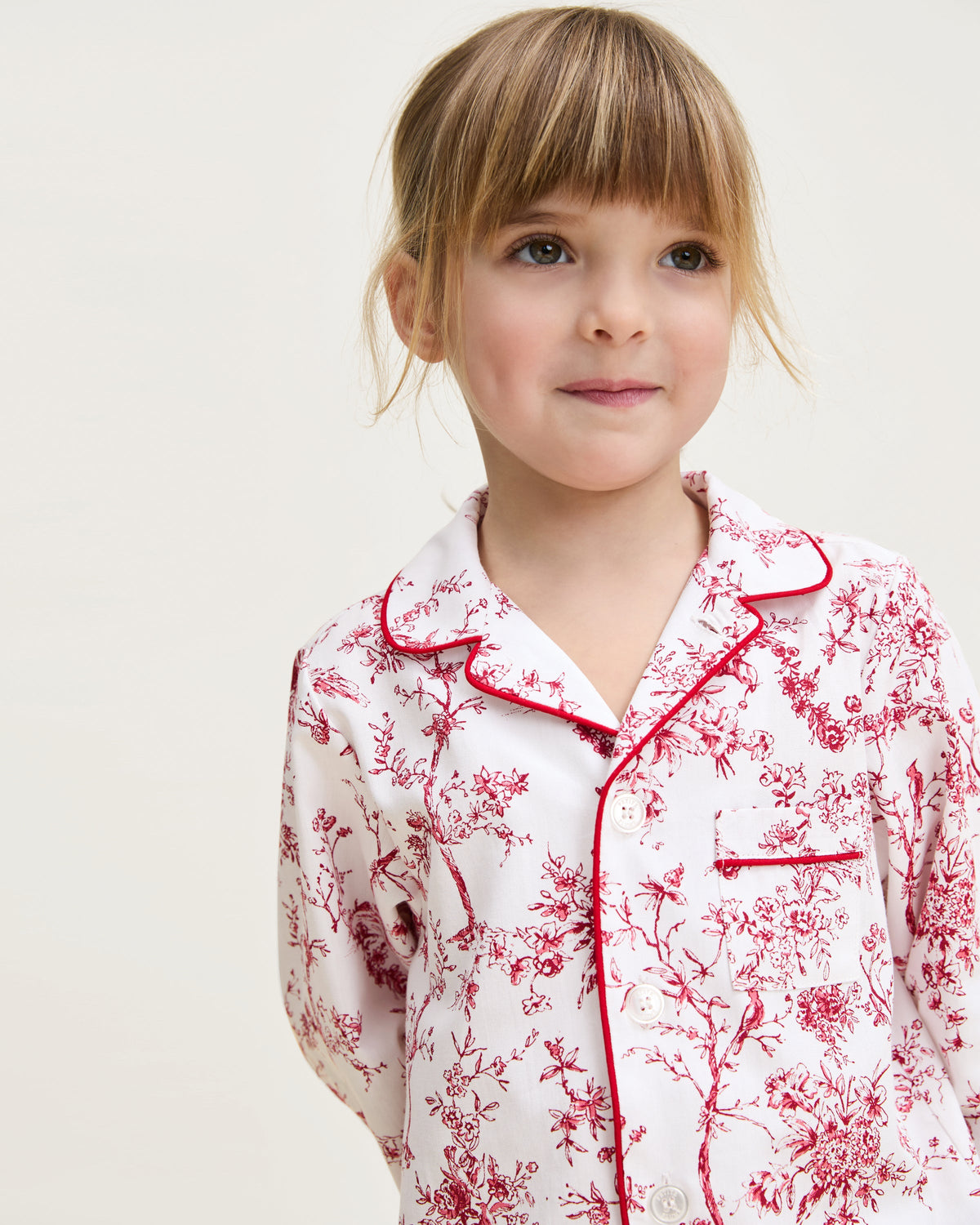 Kid’s Twill Pajama Set in Red Timeless Toile