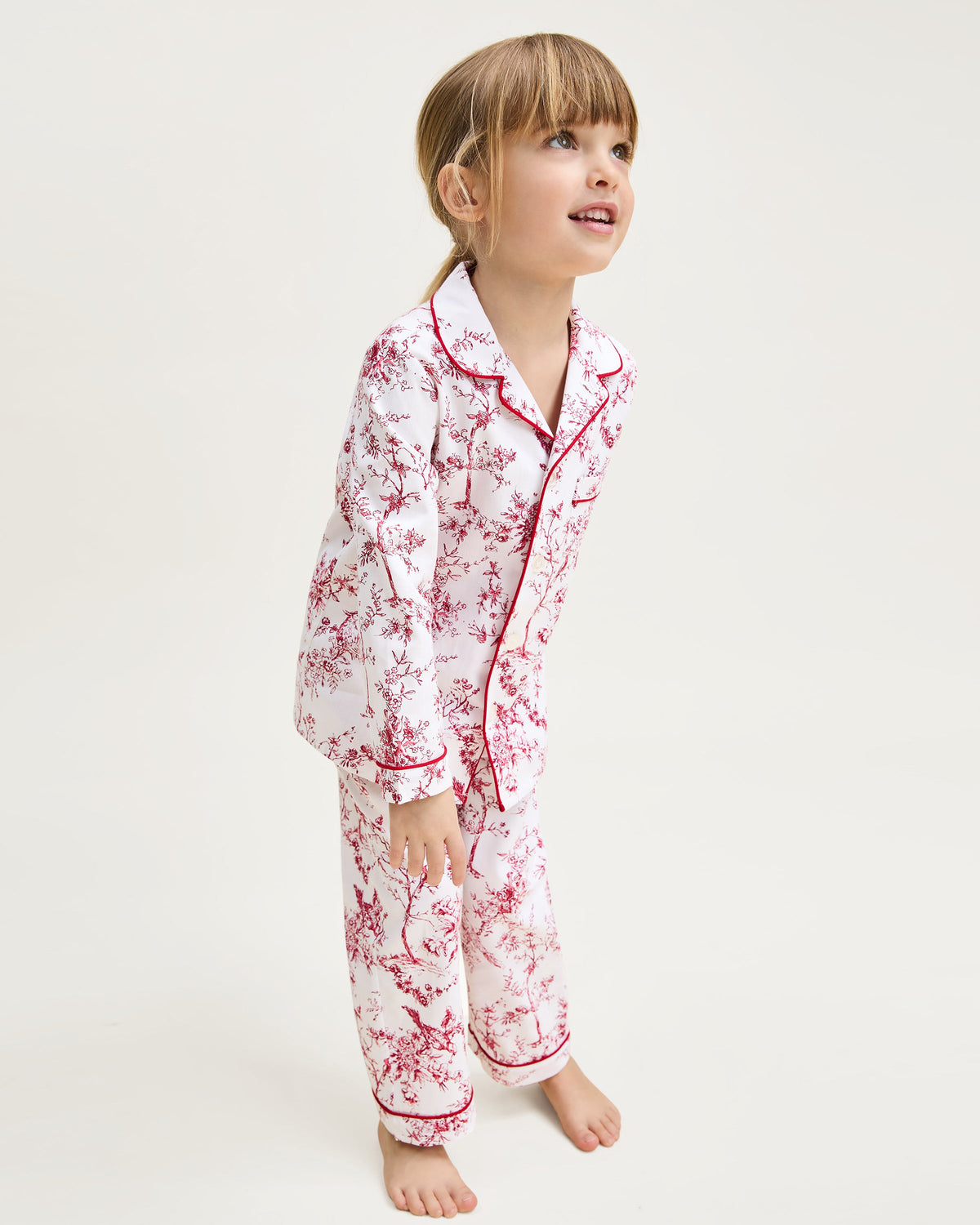 Kid’s Twill Pajama Set in Red Timeless Toile