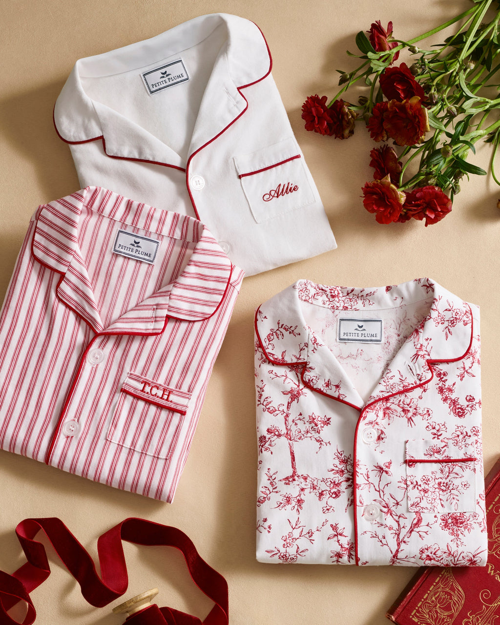 Kid’s Twill Pajama Set in Red Timeless Toile