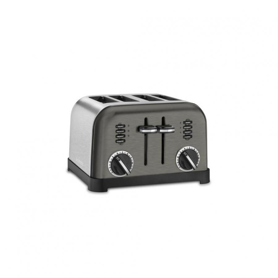4-Slice Metal Classic Toaster in Black Stainless