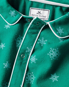 Baby's Flannel Cambridge Romper in Emerald Wonderland