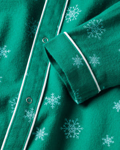 Baby's Flannel Cambridge Romper in Emerald Wonderland