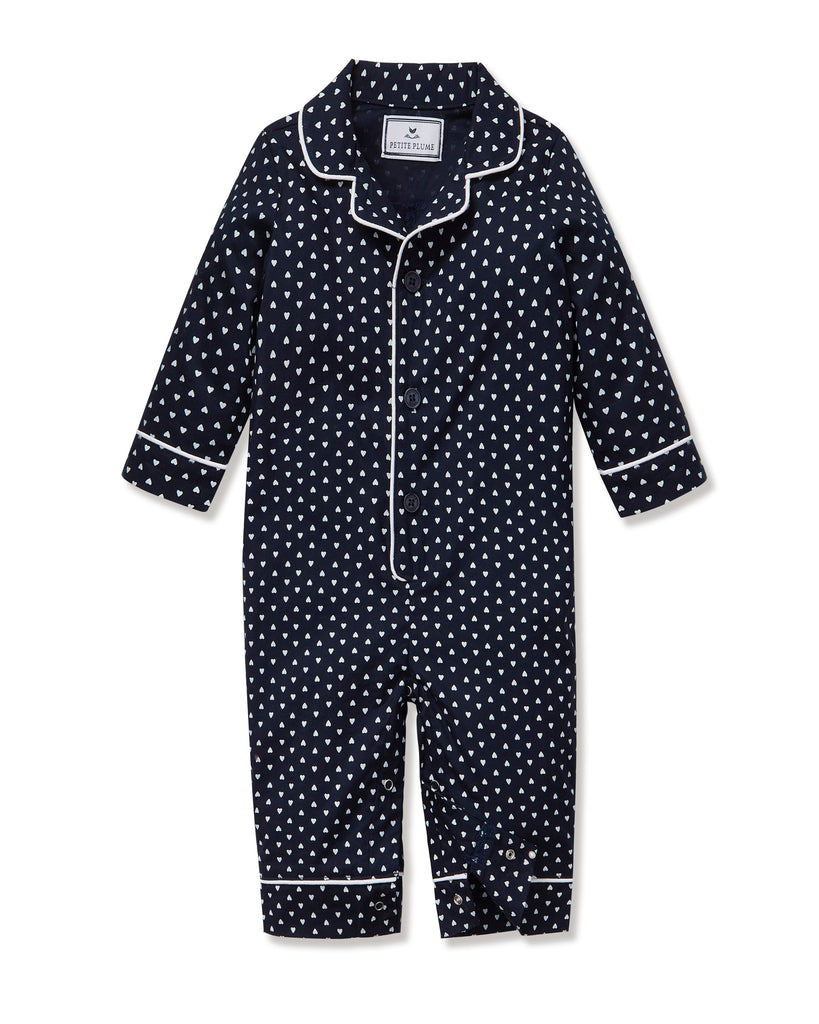 Baby’s Twill Classic Romper in Midnight Hearts