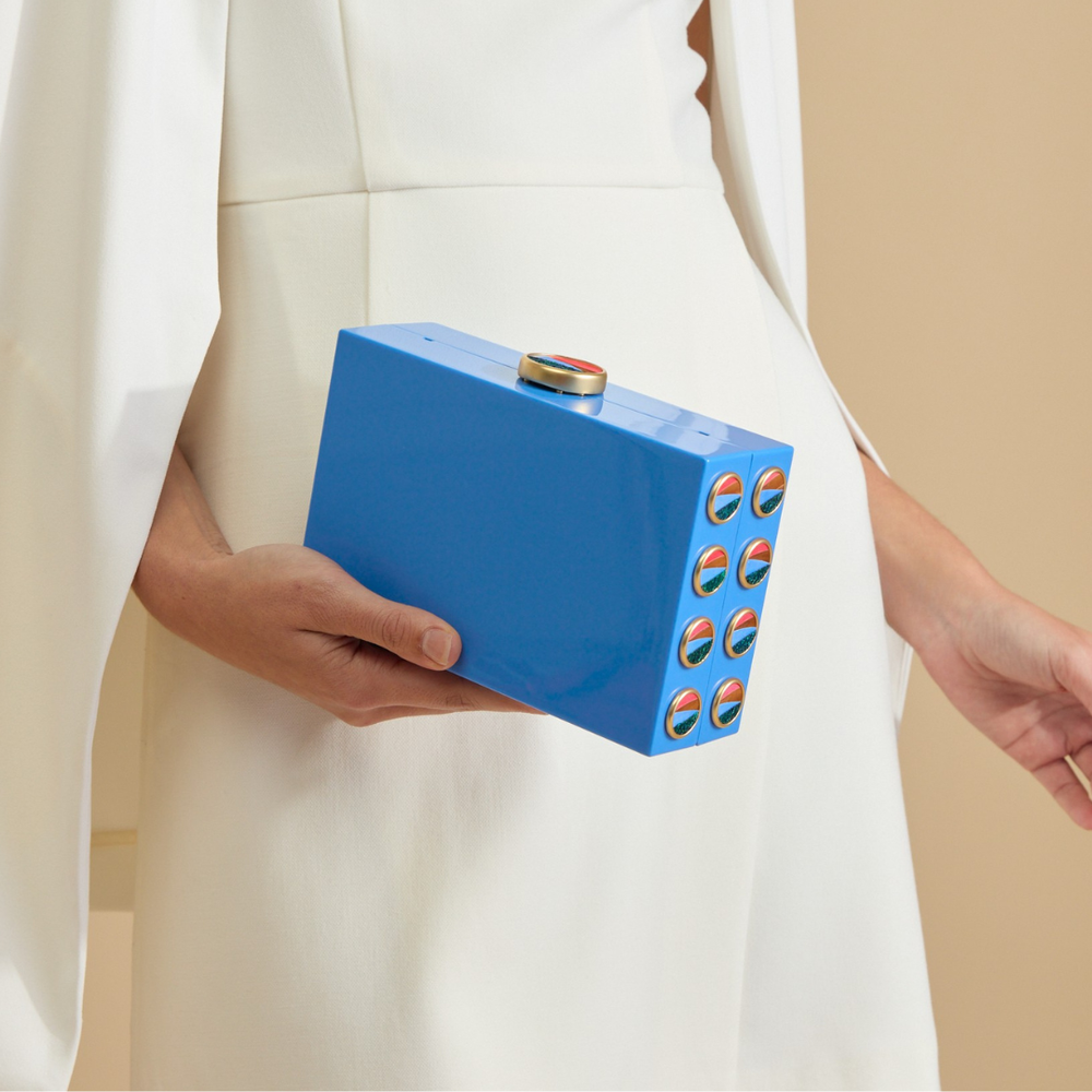 Basel Clutch in Blue Acrylic