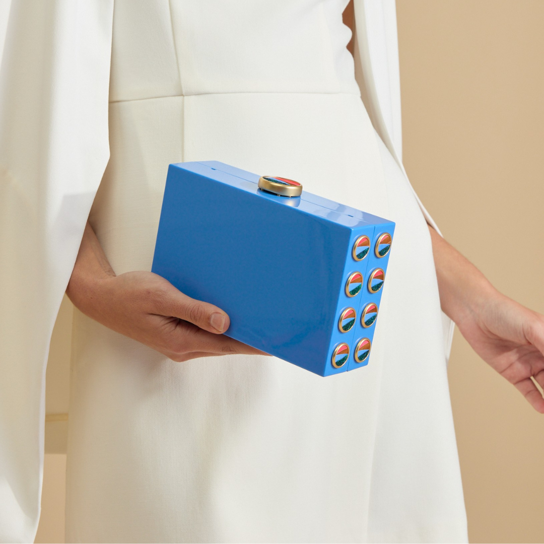 Basel Clutch in Blue Acrylic