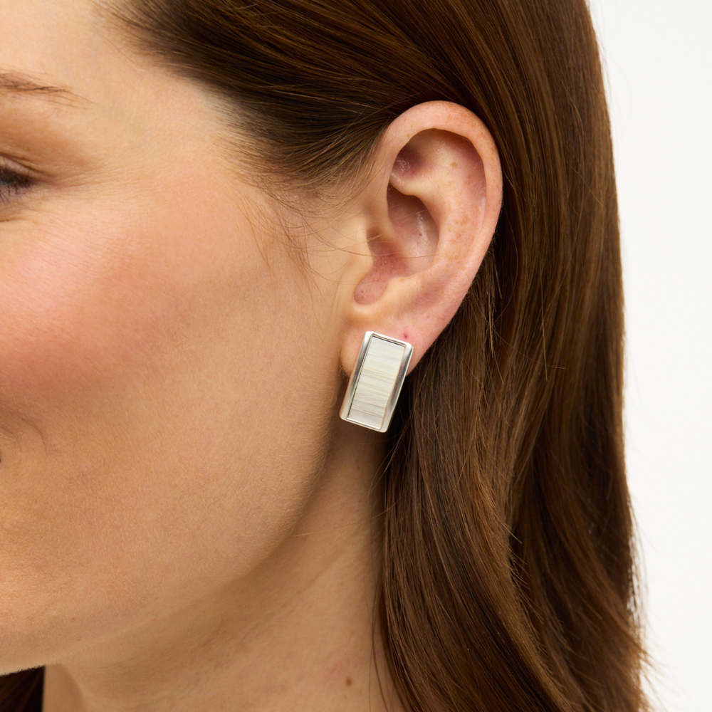 Smith Town Stud Earring in Rhodium Plated