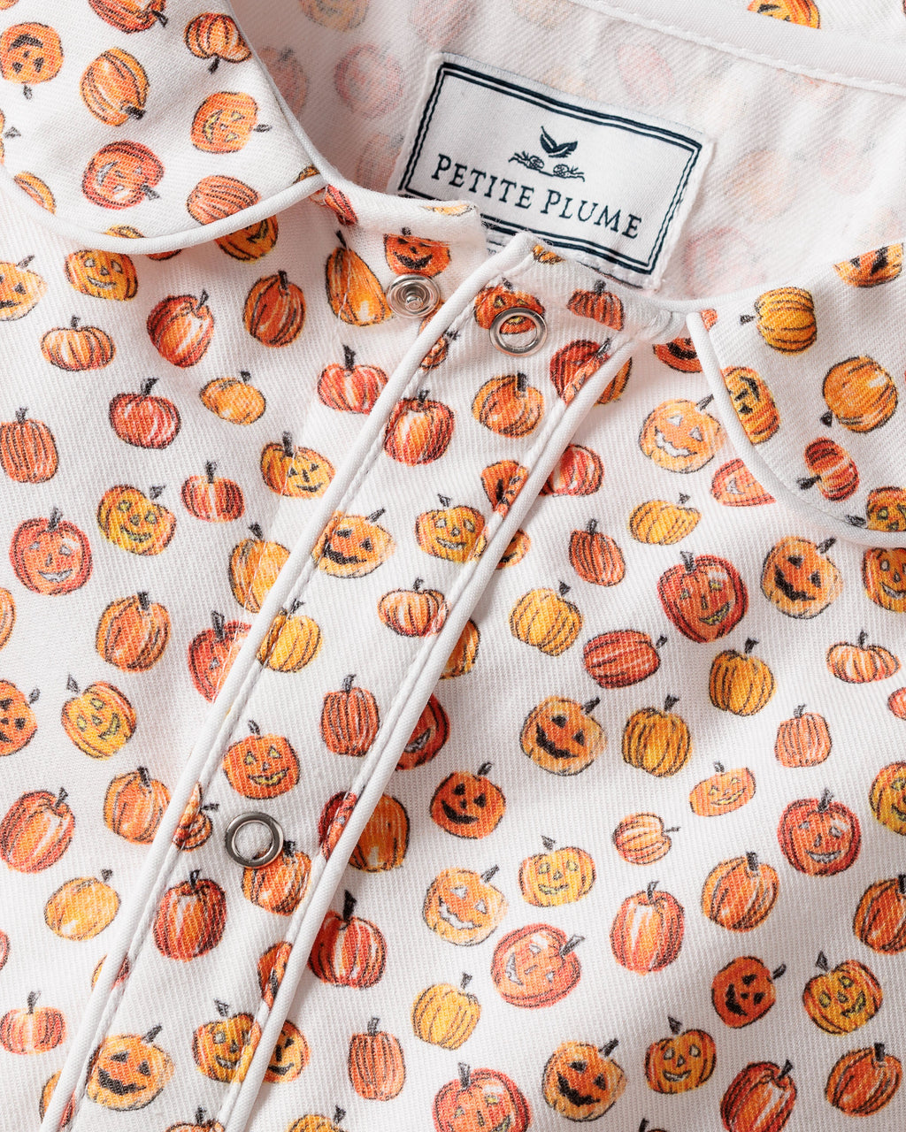 Baby’s Twill Cambridge Romper in Pumpkin Patch