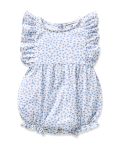 Baby’s Twill Ruffled Romper in Bluehearts