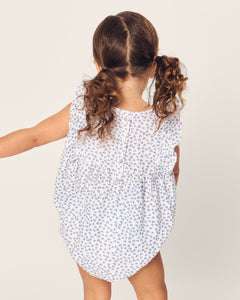 Baby’s Twill Ruffled Romper in Bluehearts