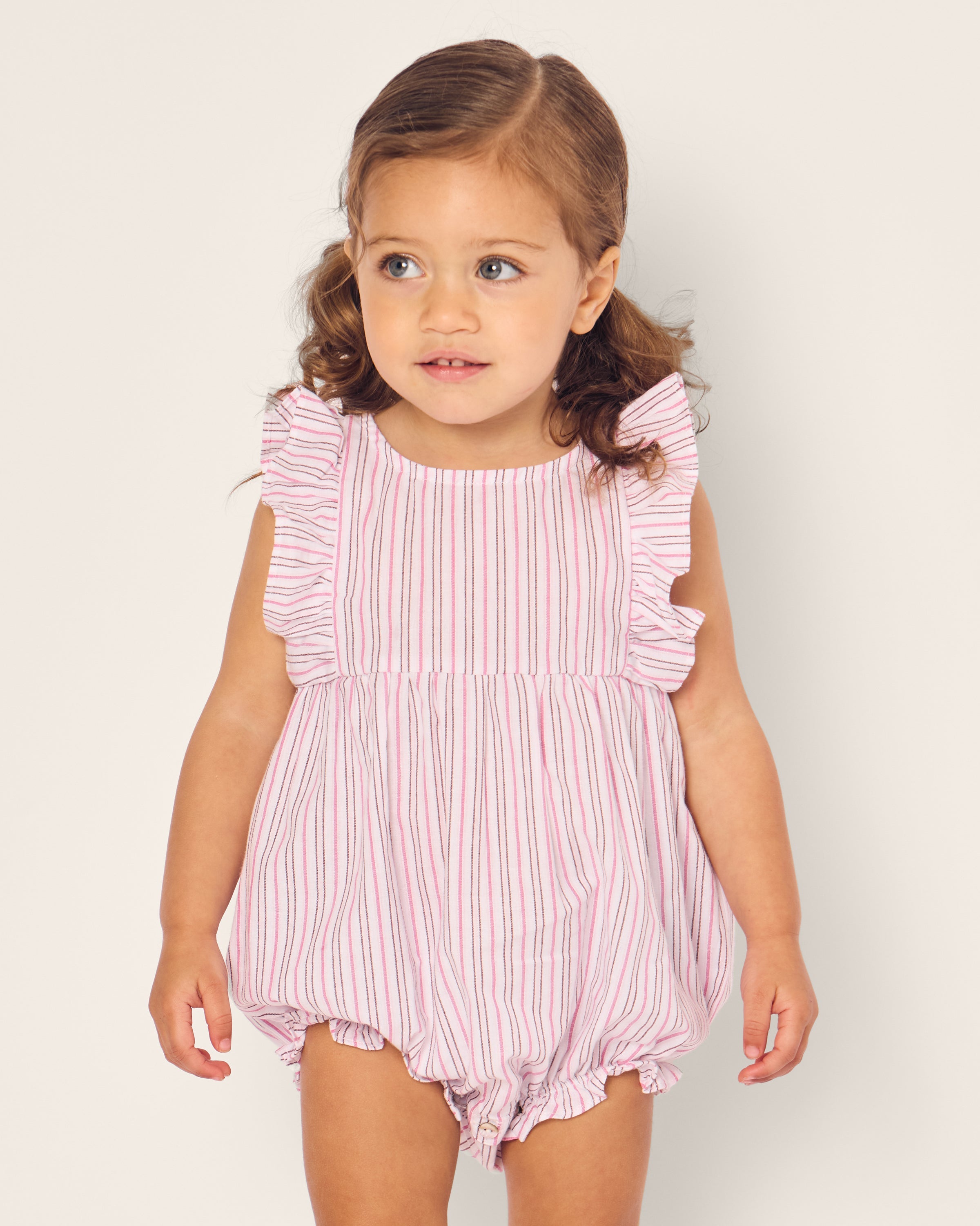 Baby’s Twill Ruffled Romper in Blush Boulevard