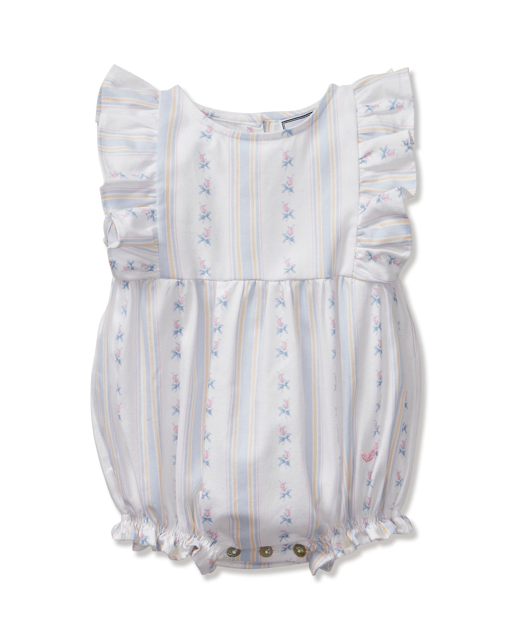 Baby's Twill Ruffled Romper in Cottage Stripe